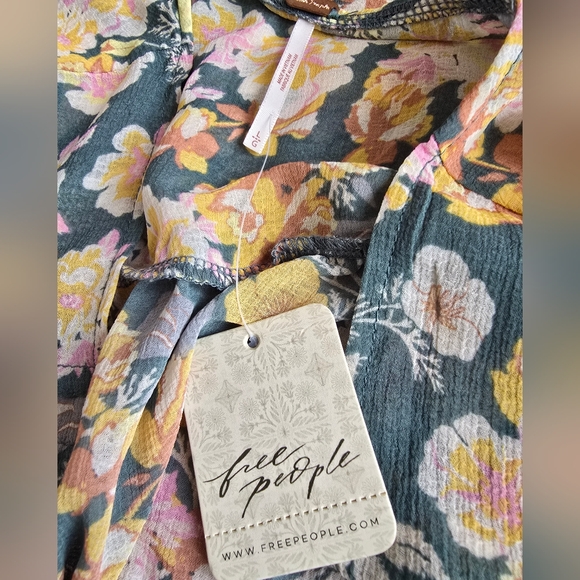 FREE PEOPLE x REVOLVE Maybel Happy Combo Ruffled Tie Front Chiffon Top NWT - Picture 10 of 13